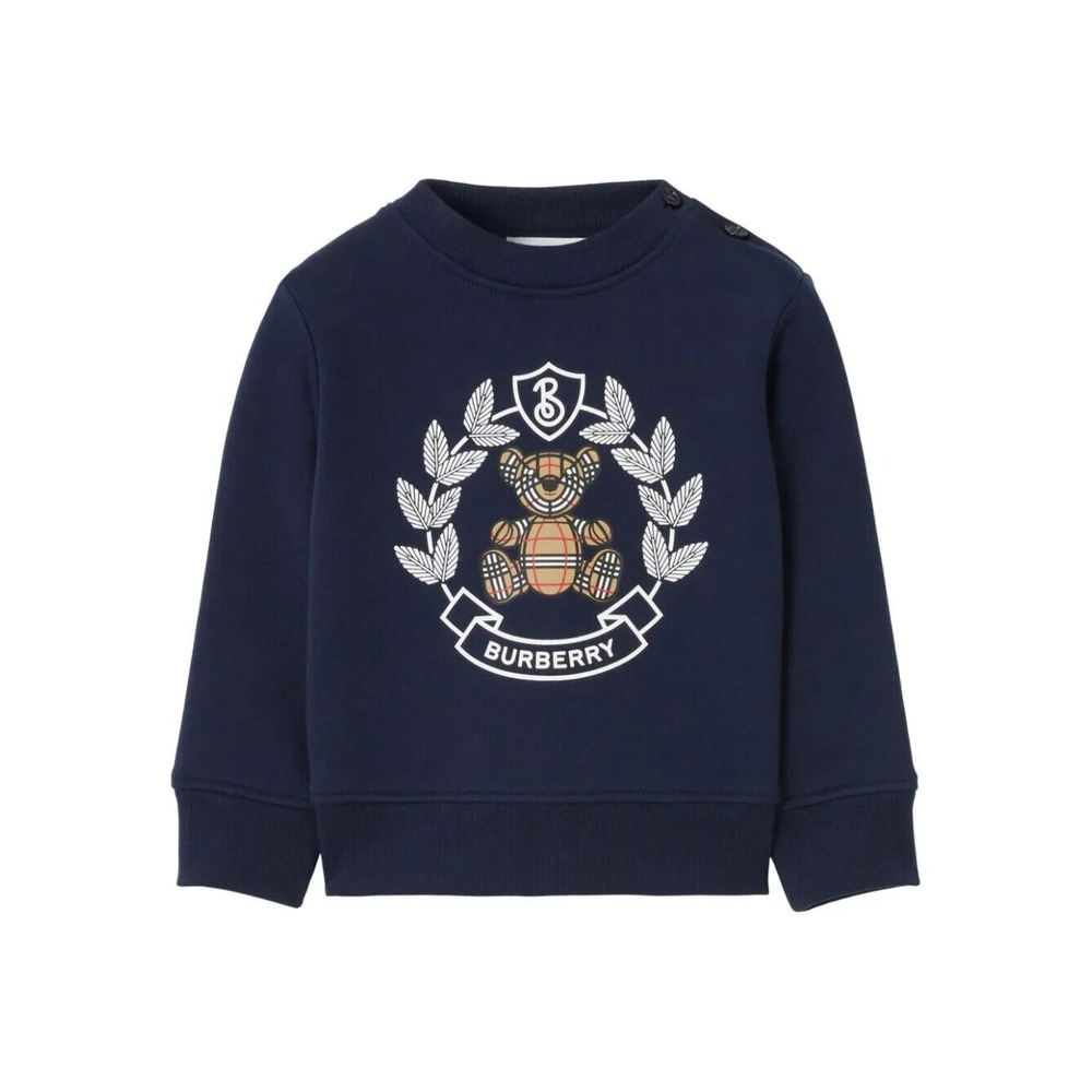 Burberry Kids Thomas Bear print cotton sweatshirt Navy blue Size 12m 12 M $300